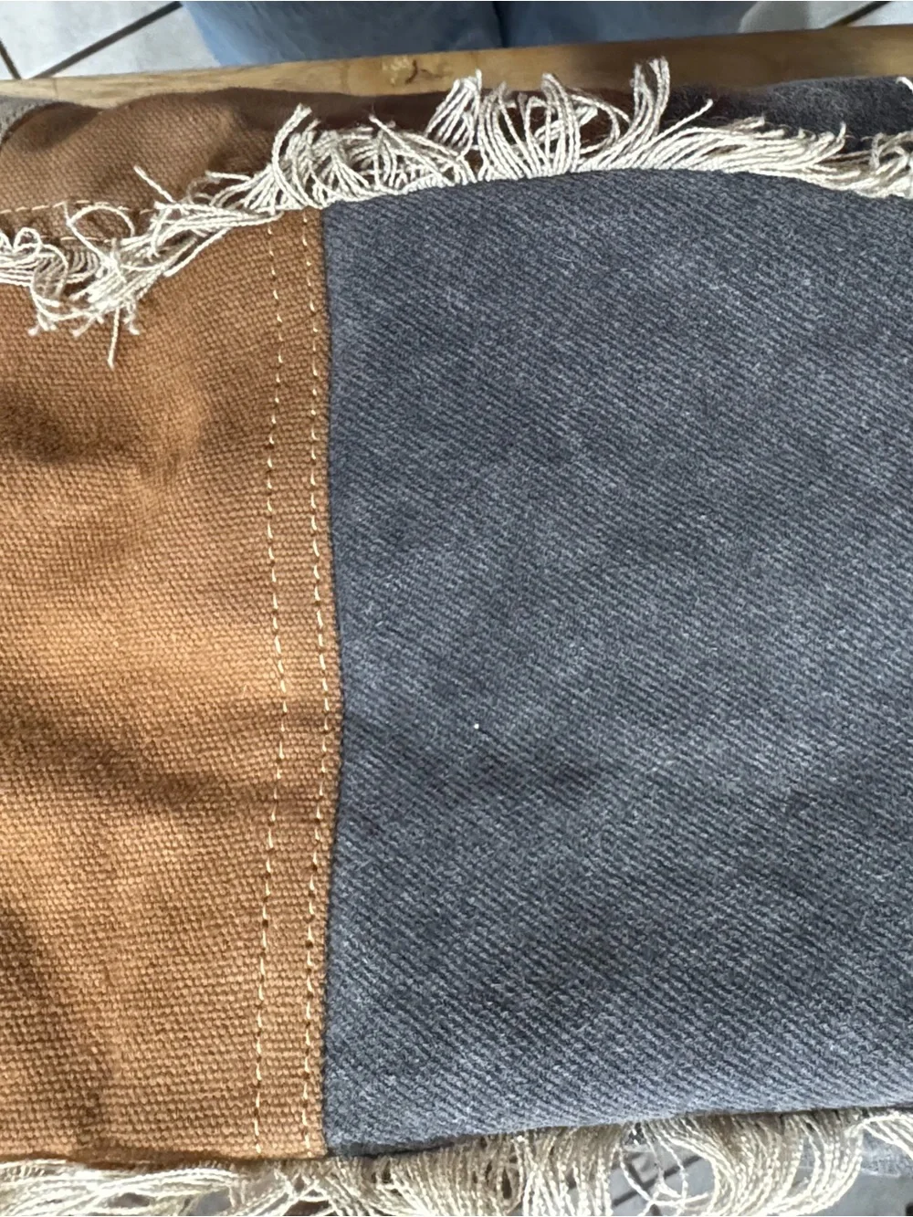 Myra Bag Patchwork Canvas Tote in Beige, Brown and Gray